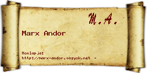 Marx Andor névjegykártya